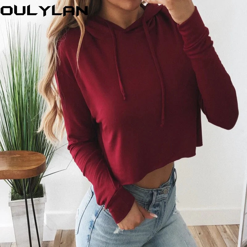 Oulylan Women's Crop Hoodie Sweatshirts