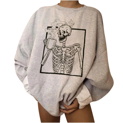 Halloween Skeleton Print Sweatshirt