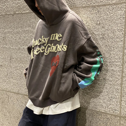 Oversized Loose Foam Printed Hoodie