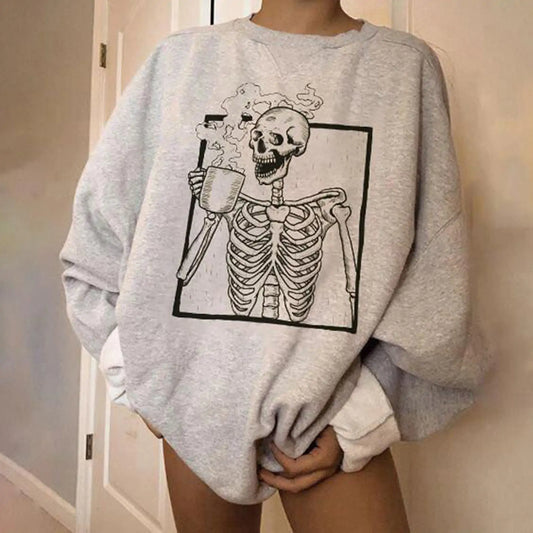 Halloween Skeleton Print Sweatshirt