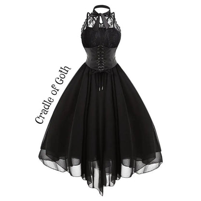 Halloween Lace Chiffon Patchwork Sleeveless Dress