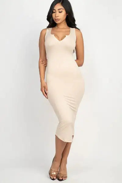 Split Neck Bodycon Tank Dress