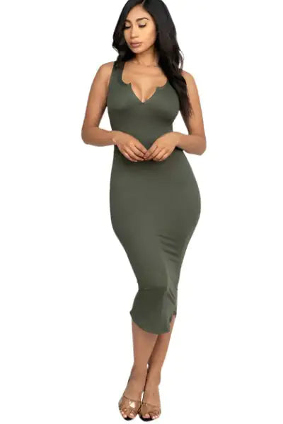 Split Neck Bodycon Tank Dress