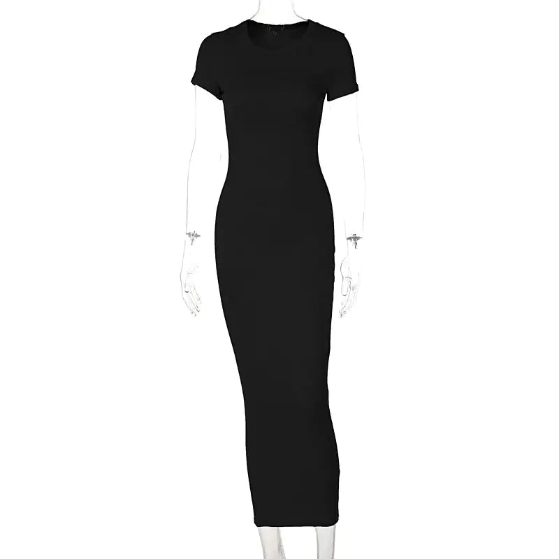 Short Sleeve Bodycon Maxi Dress